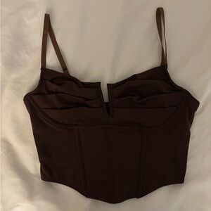 Brown Corset Top with Spaghetti Straps
